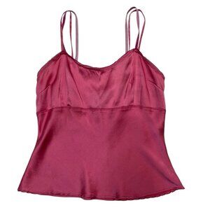 Vintage Y2K Wet Seal Tank Top Womens XS‎ Pink Silk Babydoll Cropped Double Strap